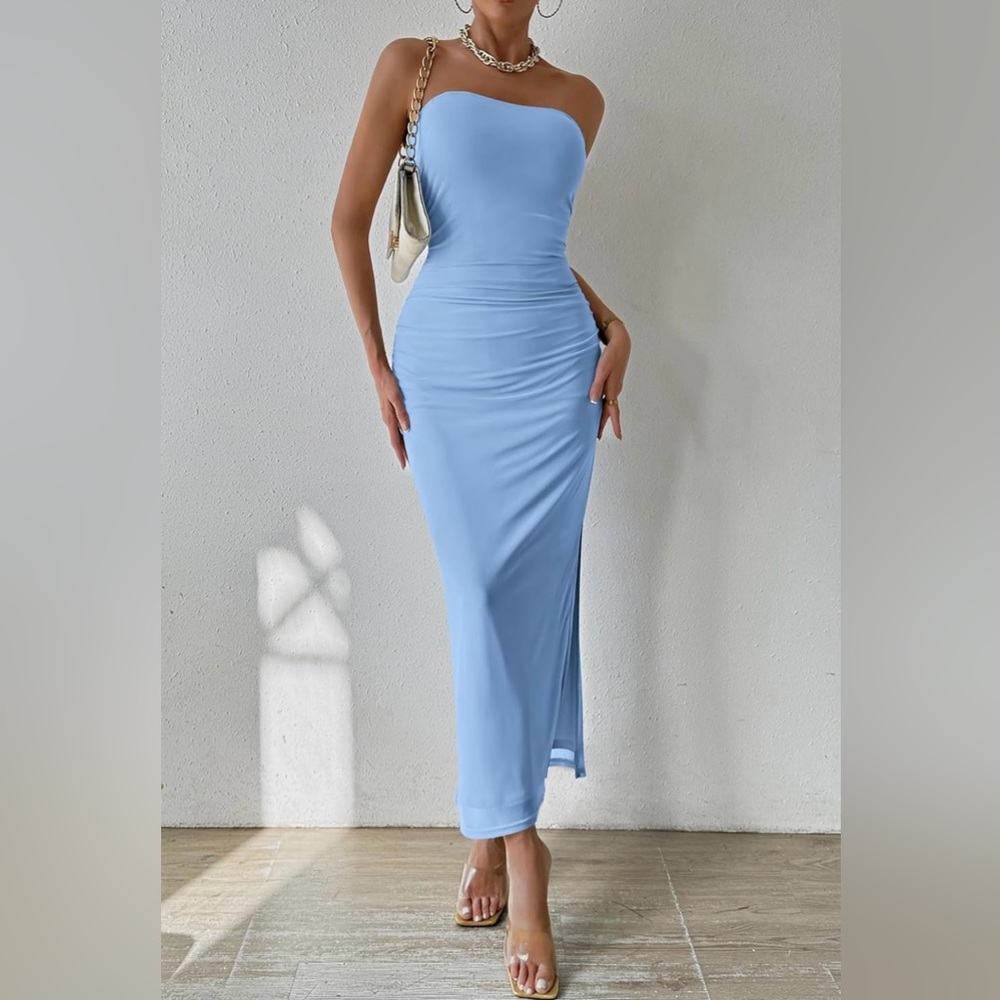 Amazon Strapless Blue Dress